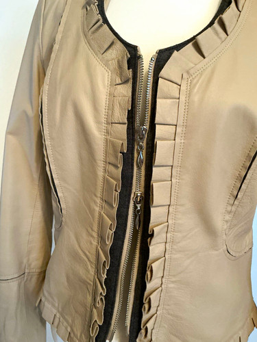 Damen lederjacke beige - bc,