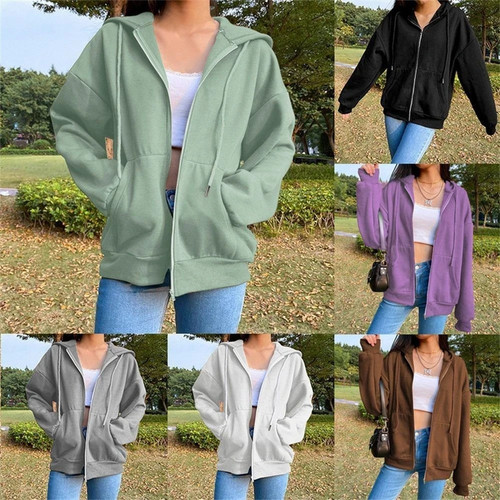 Damen zipper kapuzenpullover - zipper,