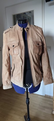 Mustang lederjacke biker beige - biker,