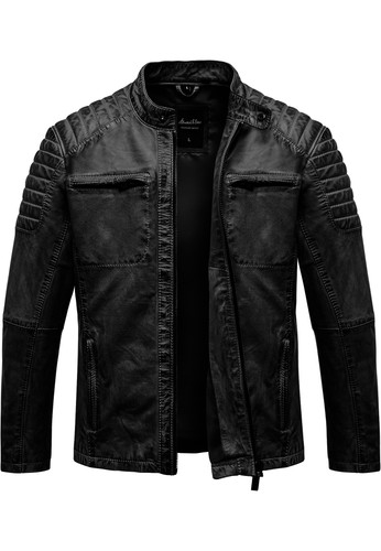 Herren echtleder jacke biker - echtleder,